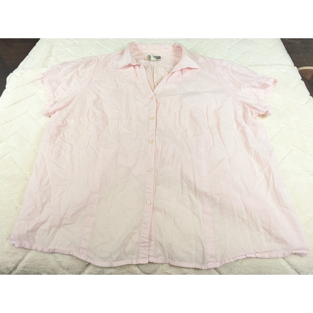 Route 66 Original Clothing Co Womens 3X Pink Cotton Short Sleeve Button Up Shirt